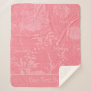 Hidden Messages Pretty Pink Floral Sherpa Blanket