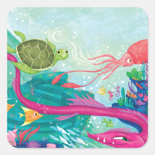 Hidden Ocean Treasures Square Sticker (Front)