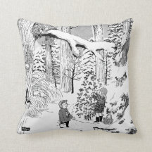 Hidden Pictures Children in the Snow Throw Pillow
