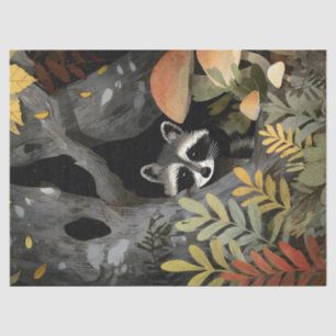 Hidden Raccoon Whimsical Illustration Decoupage Tissue Paper
