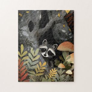 Hidden Racoon Whimsical Illustration Jigsaw Puzzle