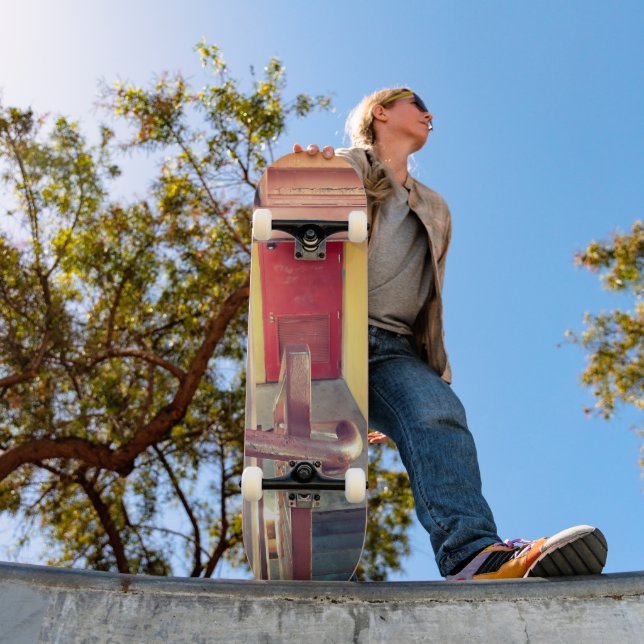 Hidden Red Door Cityscape  Skateboard (Outdoor 1)