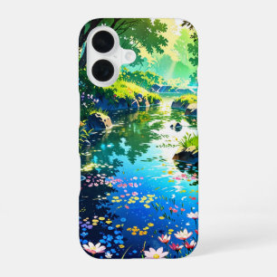 Hidden Spring Pond – Anime Landscape iPhone 16 Case