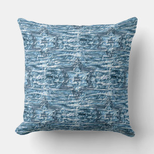 hidden star in jagged carved stripes, silvery blue cushion