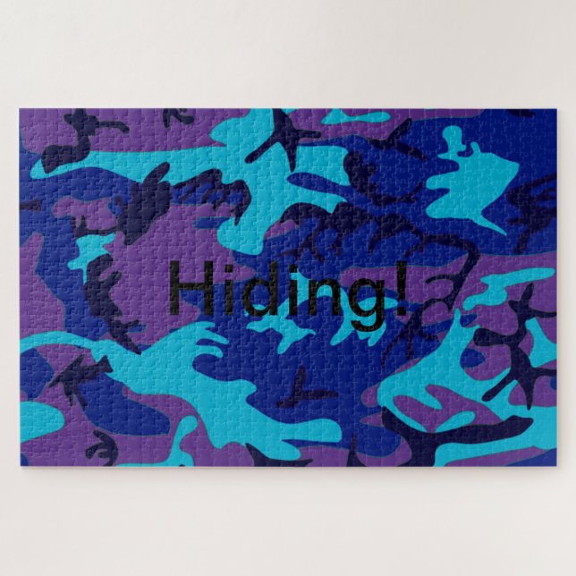 Hidden Text Dark Blue Purple Camo Jigsaw Puzzle (Horizontal)