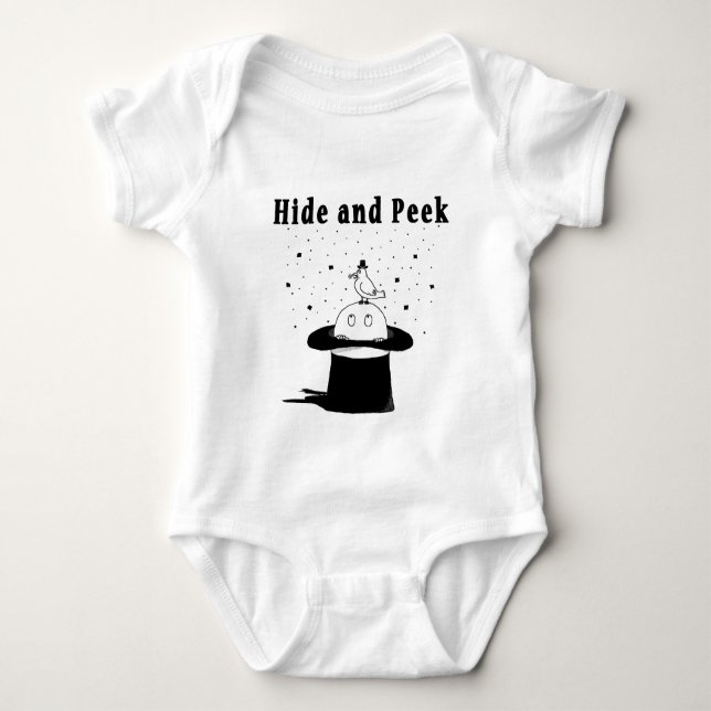 Hide and Peek Hat Baby Bodysuit (Front)