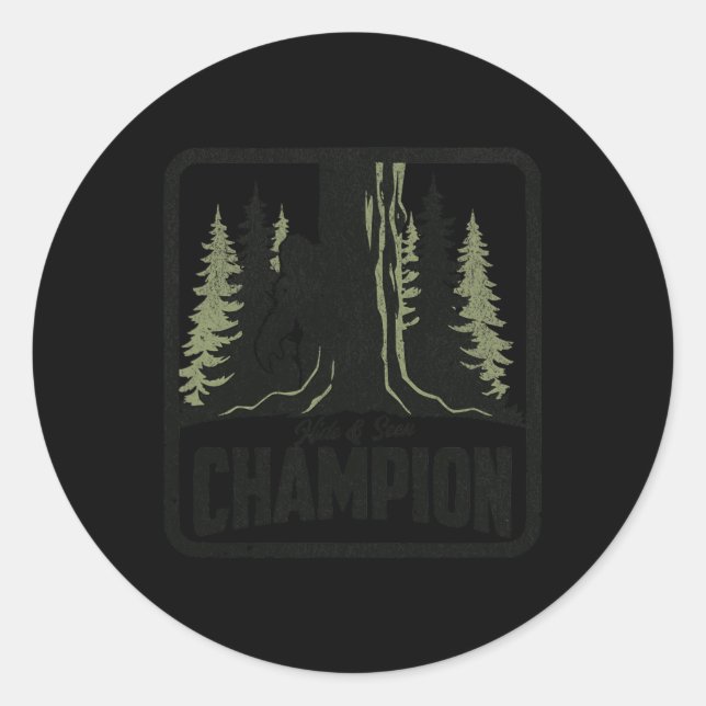 Hide And Seek Champion Funny Bigfoot Sasquatch Tee Classic Round Sticker (Front)