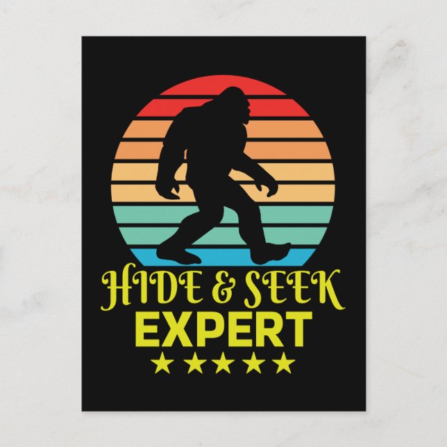 Hide And Seek Expert Bigfoot Funny Holiday Postcard (Front)