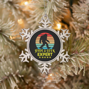 Hide And Seek Expert Bigfoot Funny Snowflake Pewter Christmas Ornament