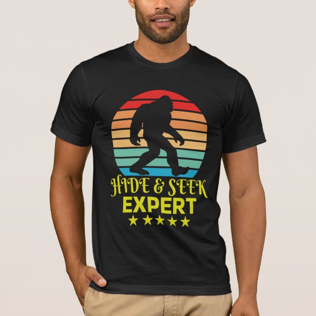 Hide And Seek Expert Bigfoot Funny T-Shirt (Front)
