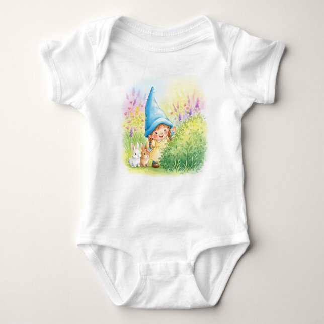  Hide and Seek, Watercolor by Natasha Us   Baby Bodysuit (Front)