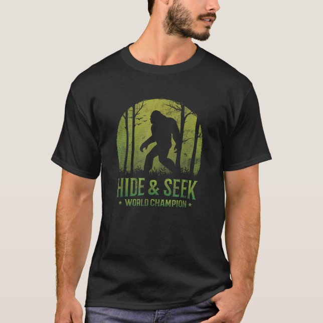 Hide and Seek World Champion Retro Bigfoot Gift T-Shirt (Front)