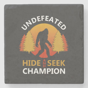 Hide and seek world champion shirt bigfoot is real stone coaster
