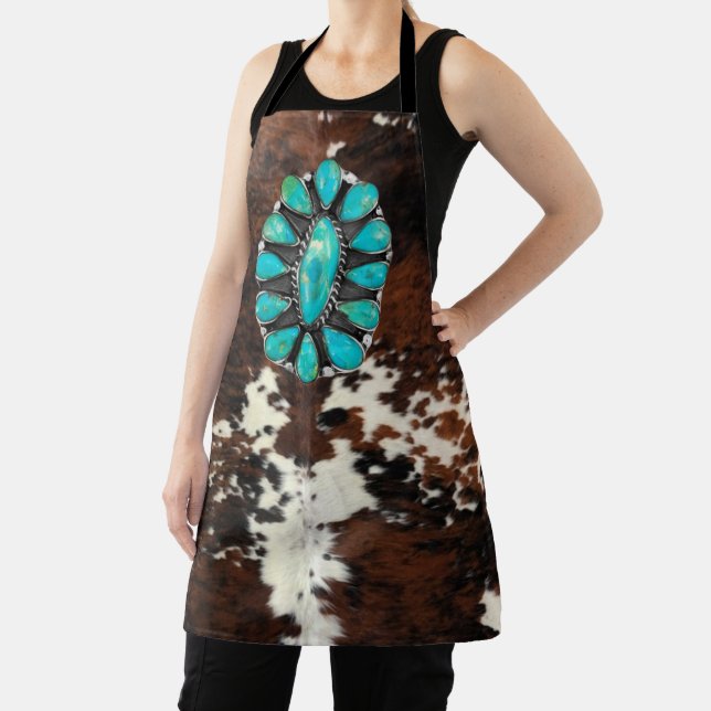 Hide and turquoise  apron (Insitu)