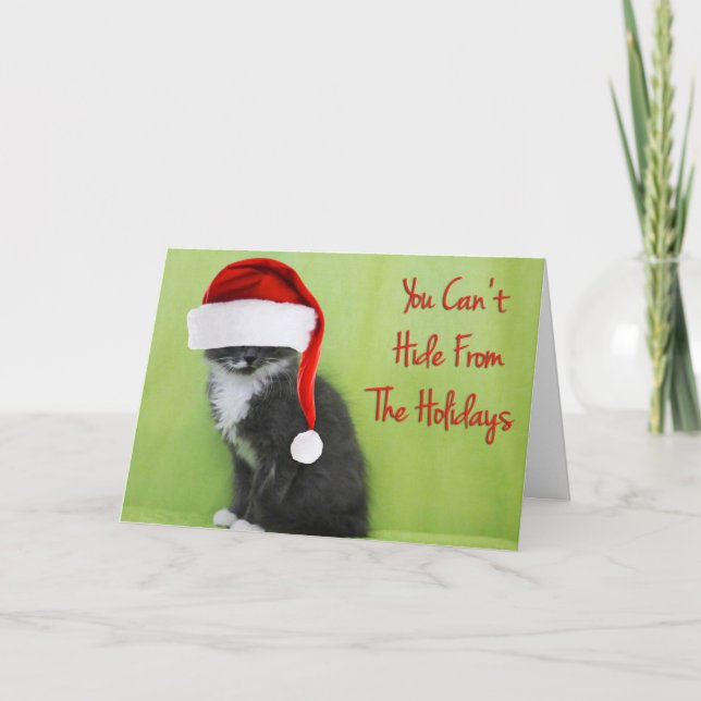 Hide From the Holidays Cat Christmas Card (Front)