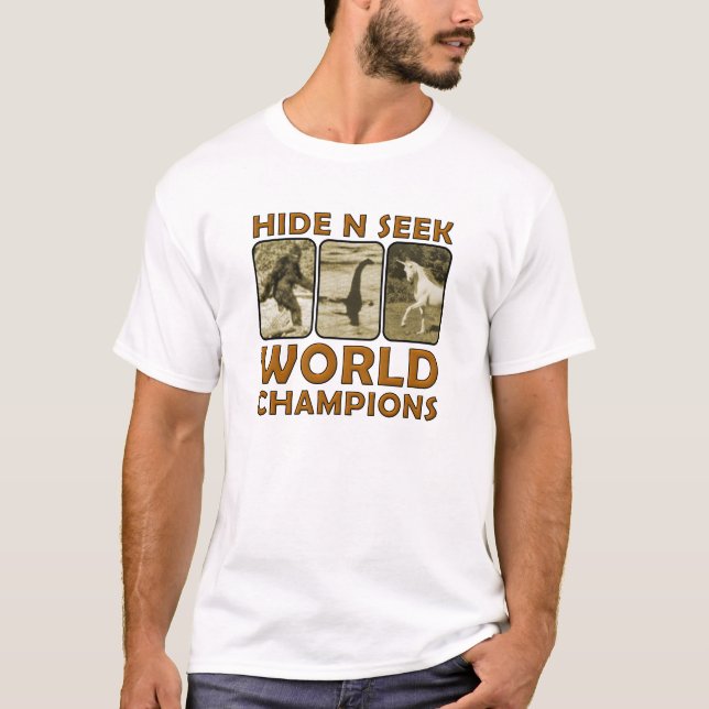 Hide N Seek World Champions Funny Tshirt Wht (Front)