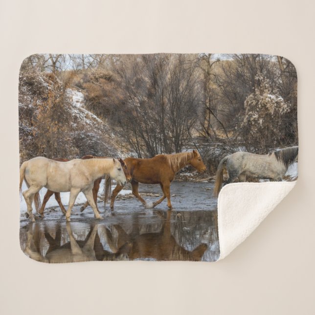 Hideout Horse Ranch Sherpa Blanket (Front (Horizontal))