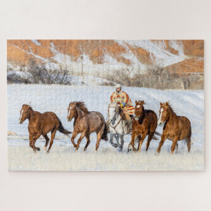 Hideout Horse Ranch, Wrangler and Horses Jigsaw Puzzle
