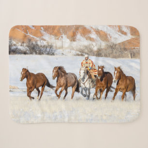 Hideout Horse Ranch, Wrangler and Horses Sherpa Blanket