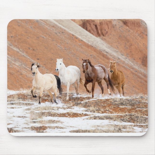 Hideout Ranch with Small Herd of Horses in Snow Mouse Pad (Front)
