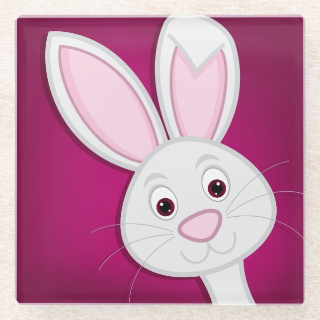 Hiding Easter Bunny Glass Coaster (Front)
