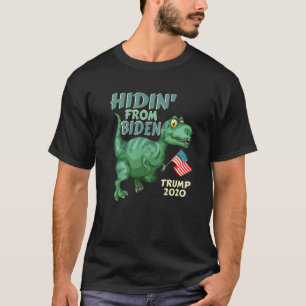 Hiding from Biden shirt kids USA Flag T Rex Trump