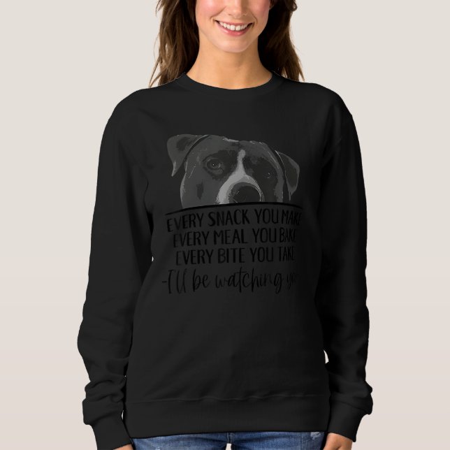 Hiding Pitbull I'll Be Watching You Peeking Dog Pe Sweatshirt (Front)