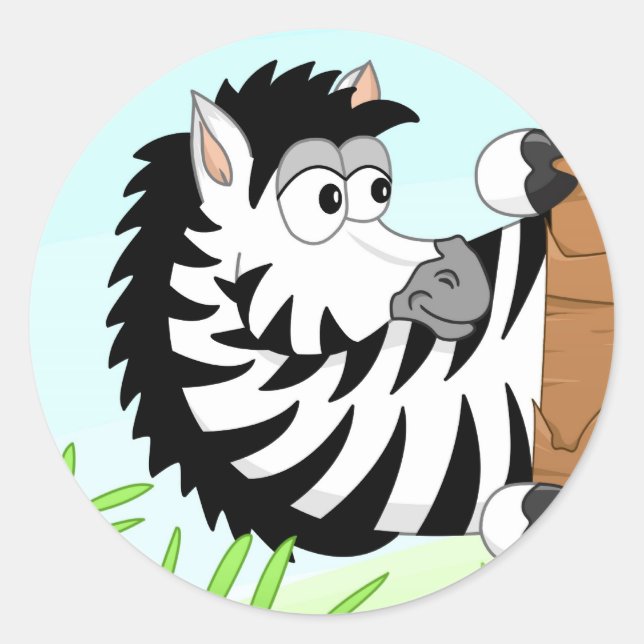 Hiding zebra classic round sticker (Front)