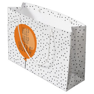Hiep Hiep Hoera Orange Balloon Dutch Birthday Large Gift Bag