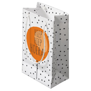 Hiep Hiep Hoera Orange Balloon Dutch Birthday Small Gift Bag