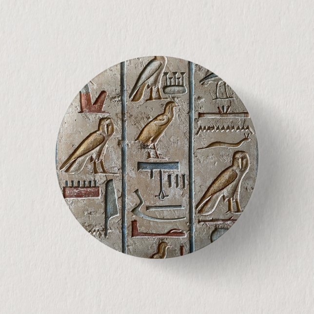 Hieroglyph Ancient Egypt Language Engraved Text    3 Cm Round Badge (Front)