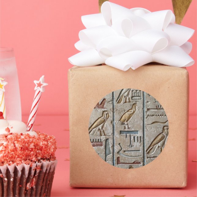 Hieroglyph Ancient Egypt Language Engraved Text    Classic Round Sticker (Party)