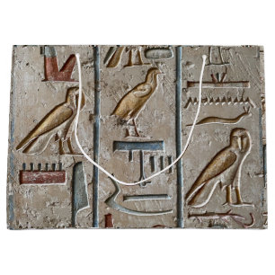 Hieroglyph Ancient Egypt Language Engraved Text    Large Gift Bag