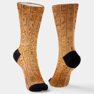 Hieroglyph Ancient Egypt Language Engraved Text Socks