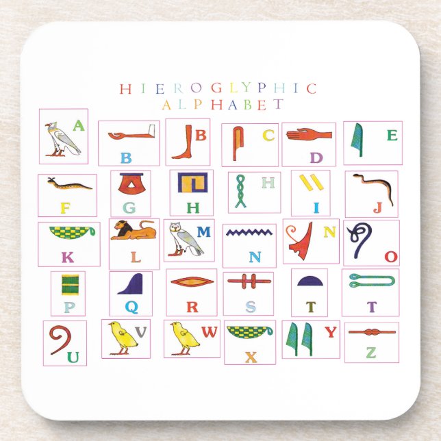  Hieroglyphic Alphabet beverage coaster (Front)