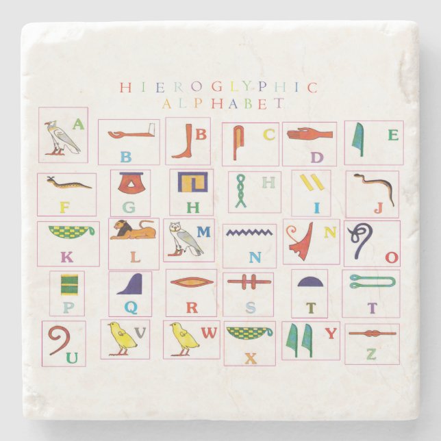 Hieroglyphic Alphabet   Stone Coaster (Front)