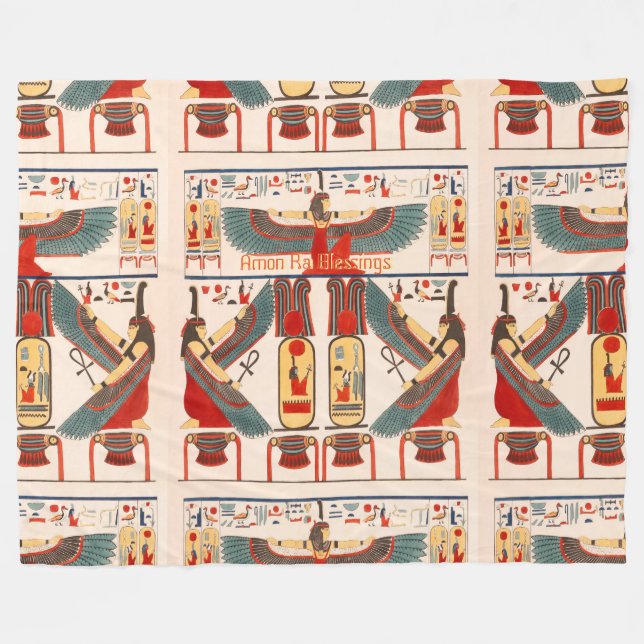 Hieroglyphic Blessings of Egyptian God Amon Ra Fleece Blanket (Front (Horizontal))