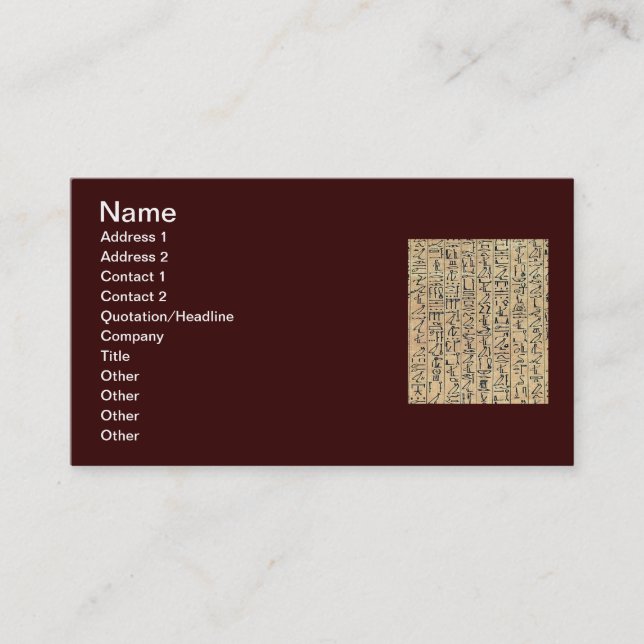 Hieroglyphics Business Card (Front)