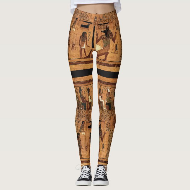 Hieroglyphics Papyrus Ancient Egyptian Leggings (Front)