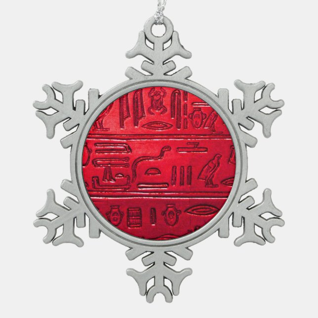 Hieroglyphs 2014-1053 snowflake pewter christmas ornament (Front)