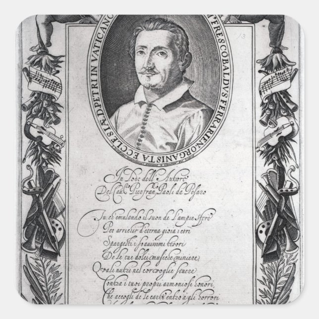 Hieronymus Frescobaldi, engraved by Christian Square Sticker (Front)