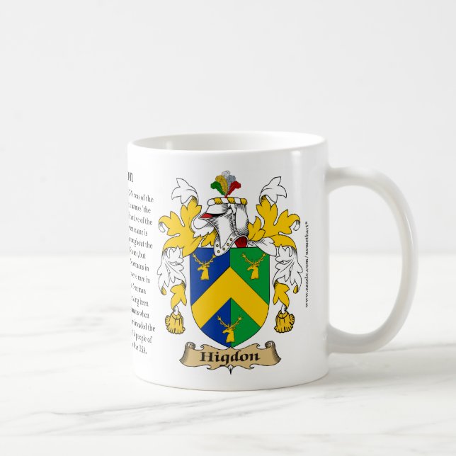 Higdon, the Origin, the Meaning and the Crest Coffee Mug (Right)