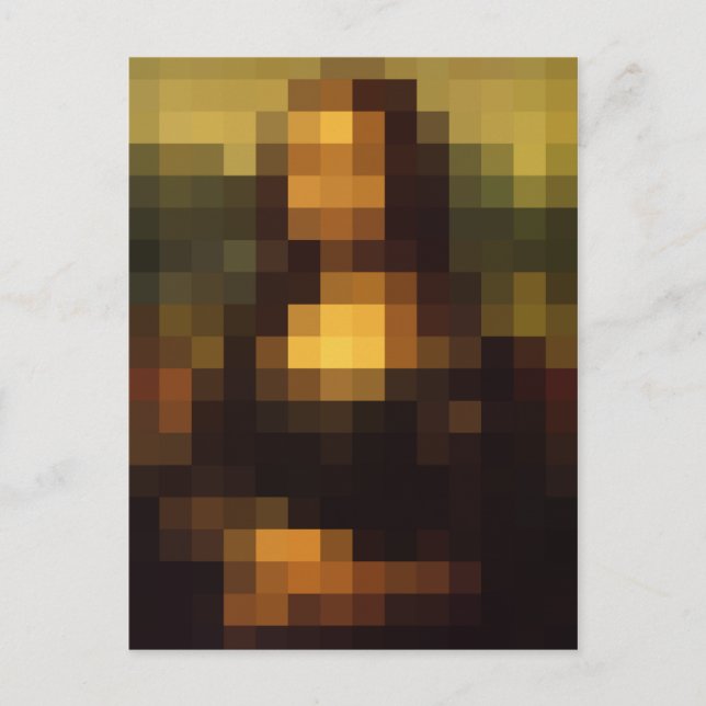 Hige Pixelated Mona Lisa Digital Art Postcard (Front)