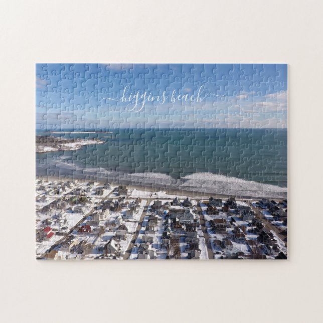 Higgins Beach Offseason Birdseye Winter Ocean Jigsaw Puzzle (Horizontal)