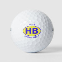Higgins Beach Oval Blue Yellow Personalised