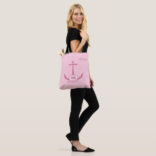 Higgins Beach Pink Anchor Personalised HB Oval Tote Bag