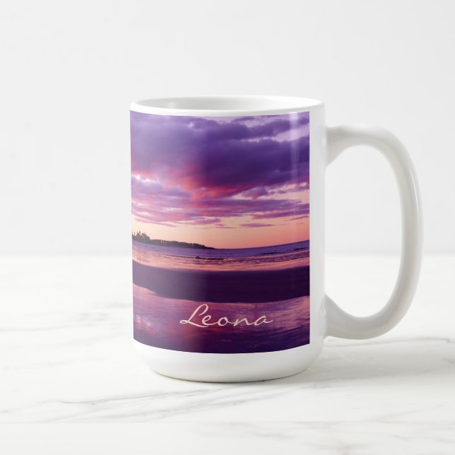 Higgins Beach Sunrise Panoramic Name Monogram Coffee Mug (Right)
