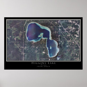 Higgins Lake Michigan Satellite Poster Map