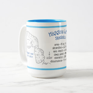 Higgins Lake stats Two-Tone Coffee Mug
