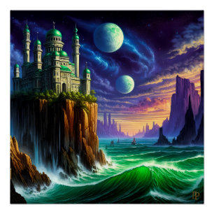 High Above the Oceans Green Poster
